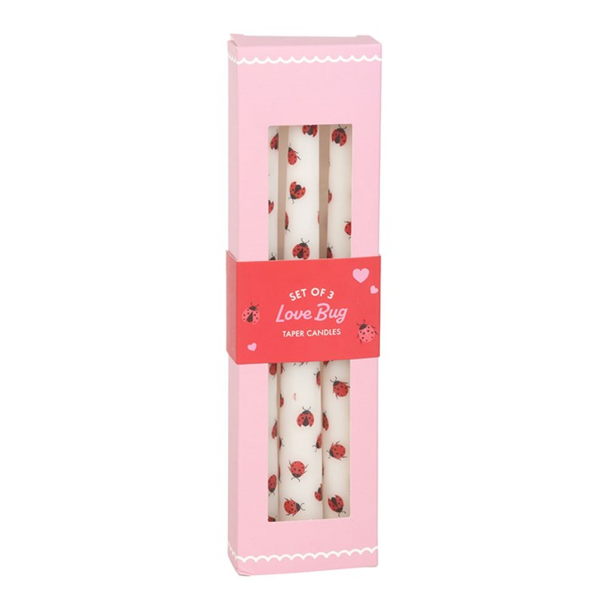 Set of 3 Love Bug Ladybird Taper Candles 🇬🇧