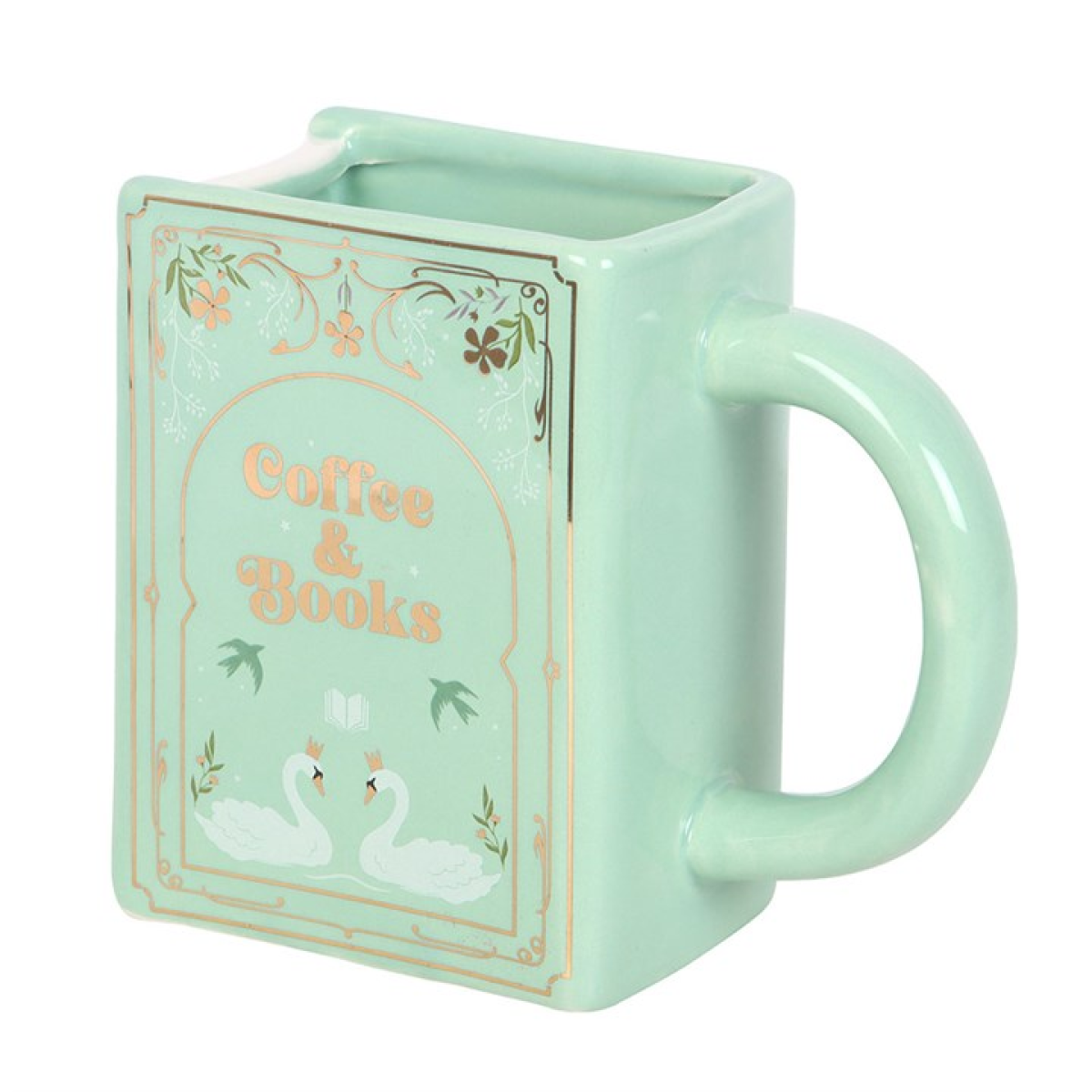 Coffee and Books Green Book Shaped Mug 🇬🇧