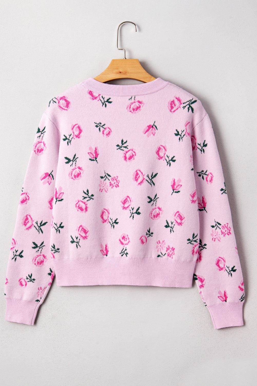 Delicacy Sweet Floral Print Drop Shoulder Cropped Sweater 🇺🇸