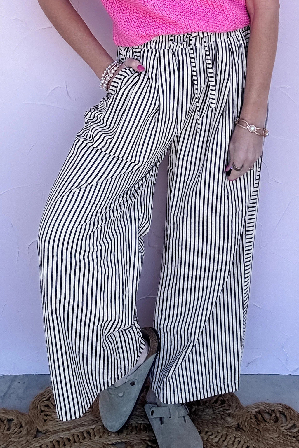 Black Stripe Wide Leg Casual Pants 🇺🇸