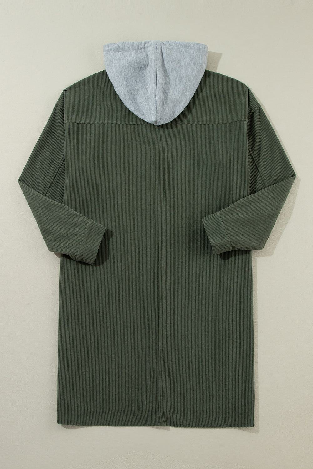Jungle Green Oversized Corduroy Contrast Hooded Shacket 🇺🇲
