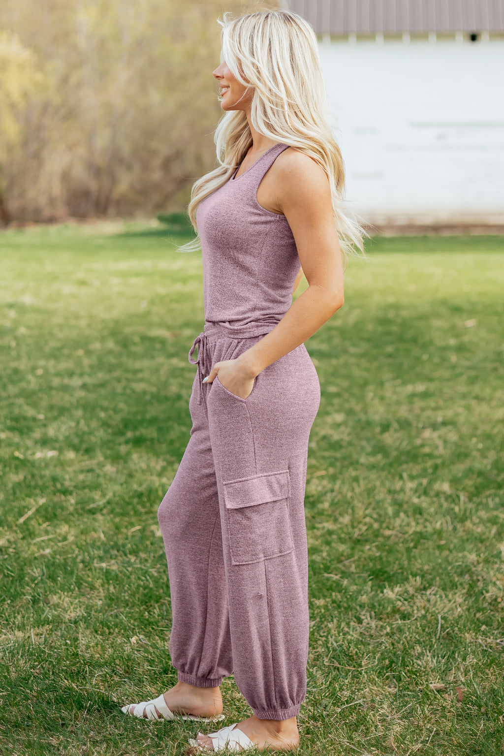Orchid Bouquet Casual Tank Top Drawstring Jogger Pants 2pcs Outfit 🇺🇸