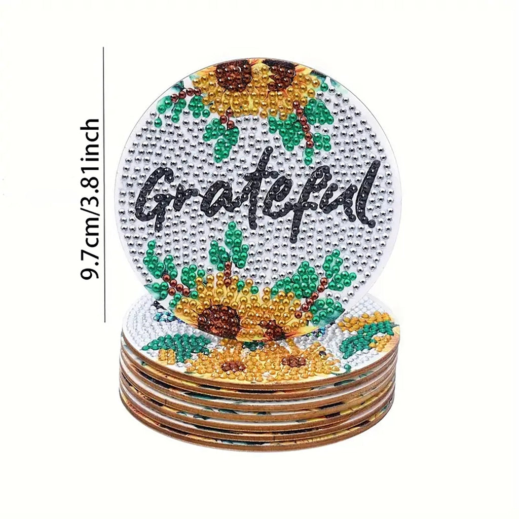 Diamond Art Drawing Coaster With Bracket, DIY Floral Pattern Diamond Art Coaster, Suitable For Adults And Beginners  🇨🇳