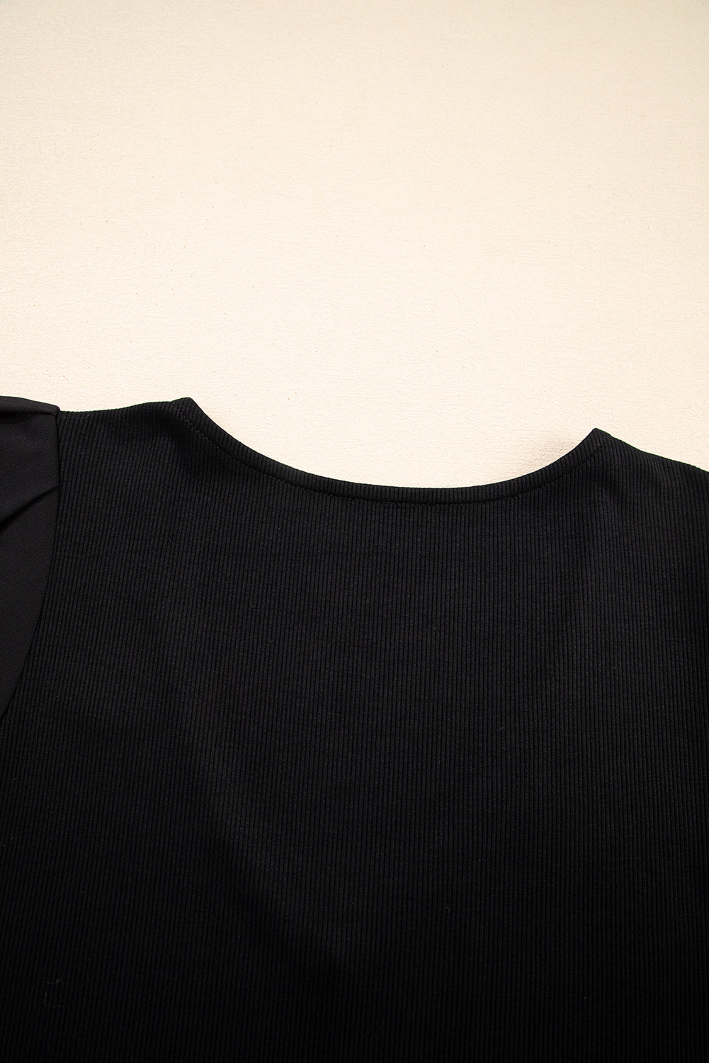 Black Mesh Ruffled Sleeve Slim Fit V Neck Top 🇺🇲