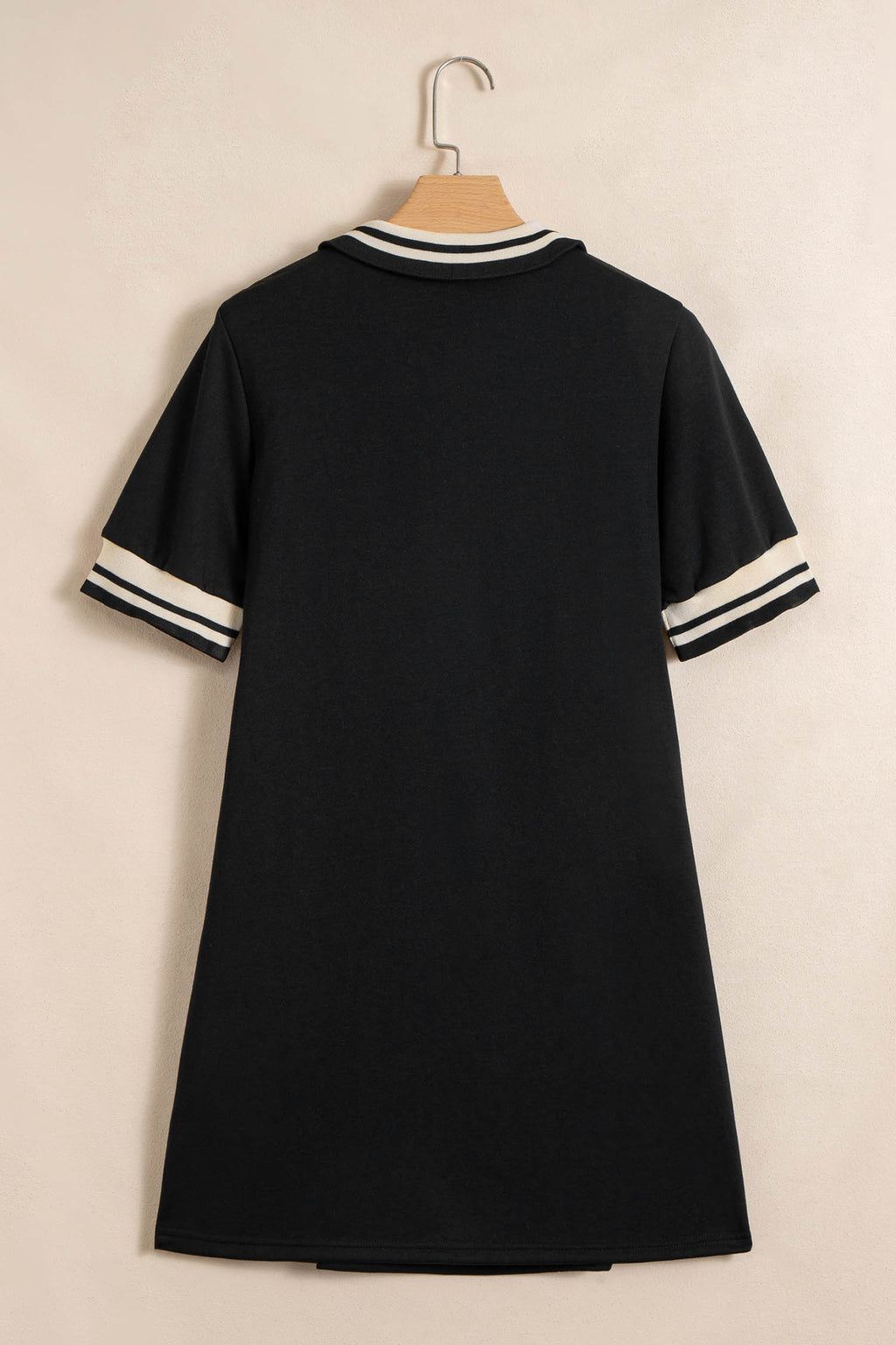 Black Striped Webbing Trim Preppy Polo Tee Dress 🇺🇸