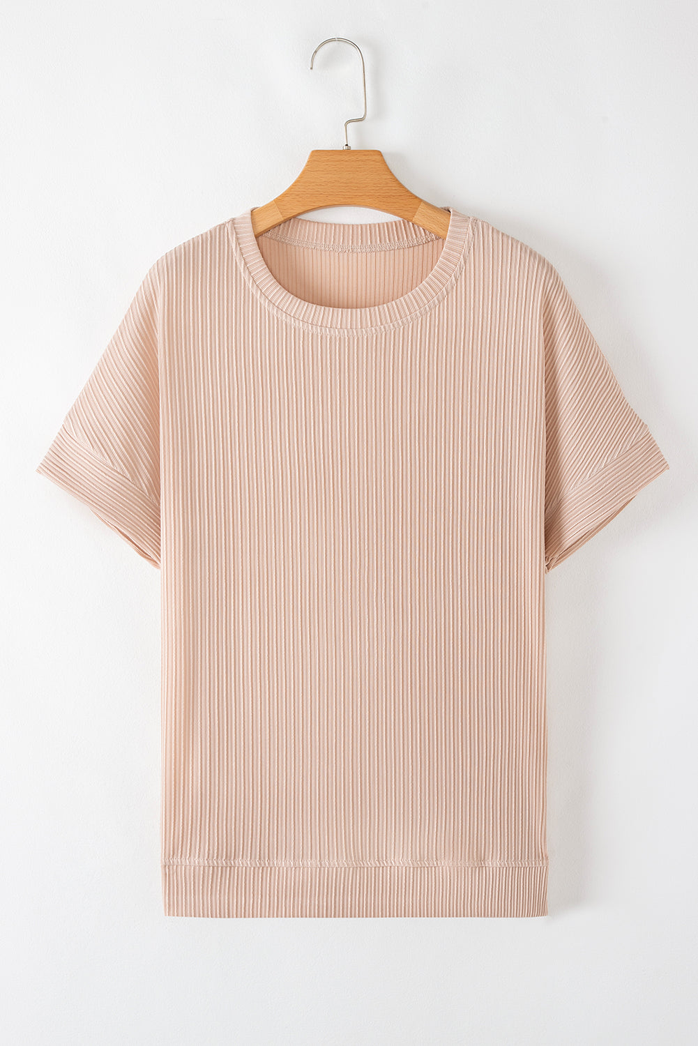 Jet Stream Textured Knit Round Neck Short Sleeve Top 🇨🇳