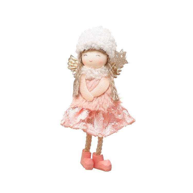 Christmas Lace Angel Doll Christmas Tree Small Pendant Lift Snowflake Girl Christmas Show Window Decorations Accessories 🇨🇳