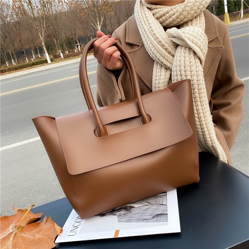 Women Shoulder Bags Large Capacity Simple Retro Tote Bags Solid Color Famous Brand High Quality Bags 🇨🇳