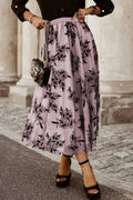 Peach Blossom Floral Leaves Embroidered High Waist Maxi Skirt 🇨🇳