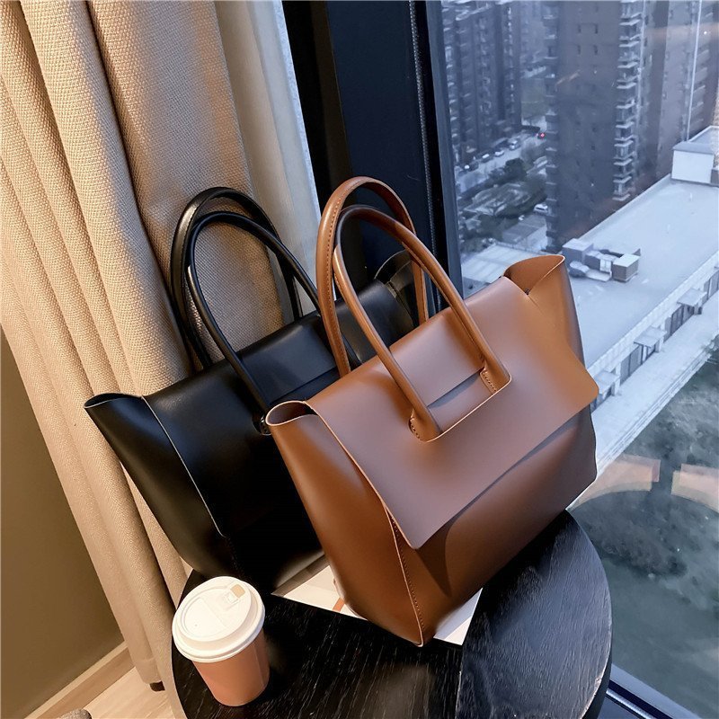Women Shoulder Bags Large Capacity Simple Retro Tote Bags Solid Color Famous Brand High Quality Bags 🇨🇳