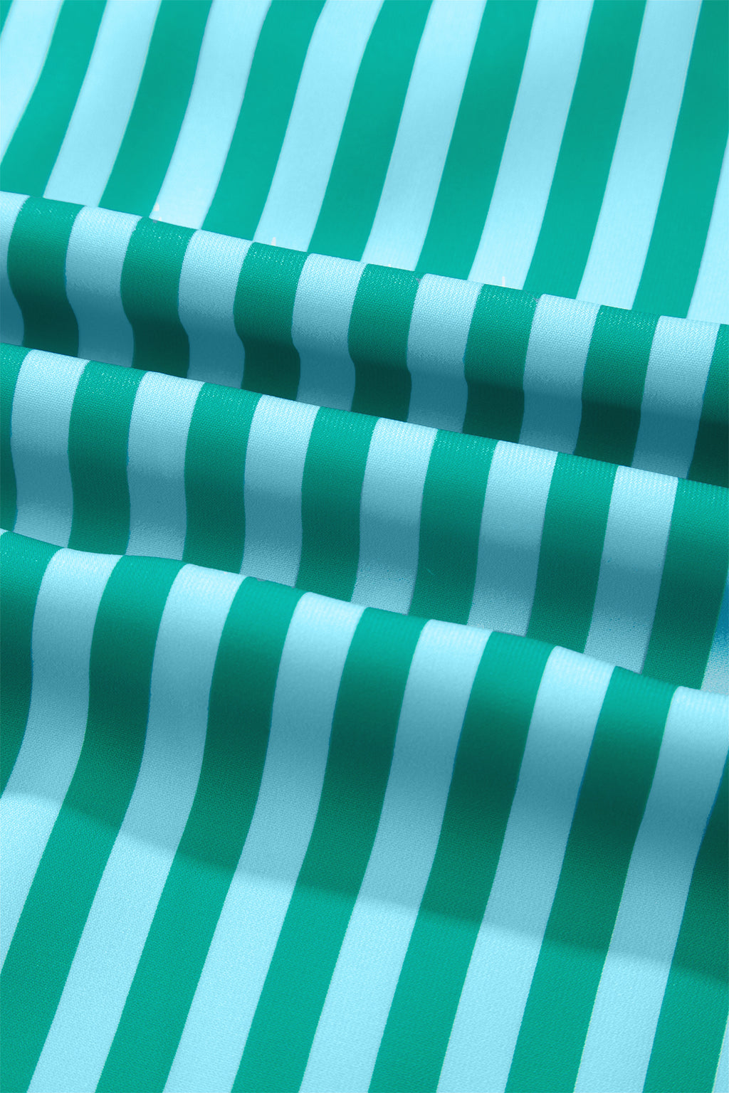 Green Stripe Scalloped Contrast Patchwork Knot Strap Midi Dress 🇺🇸