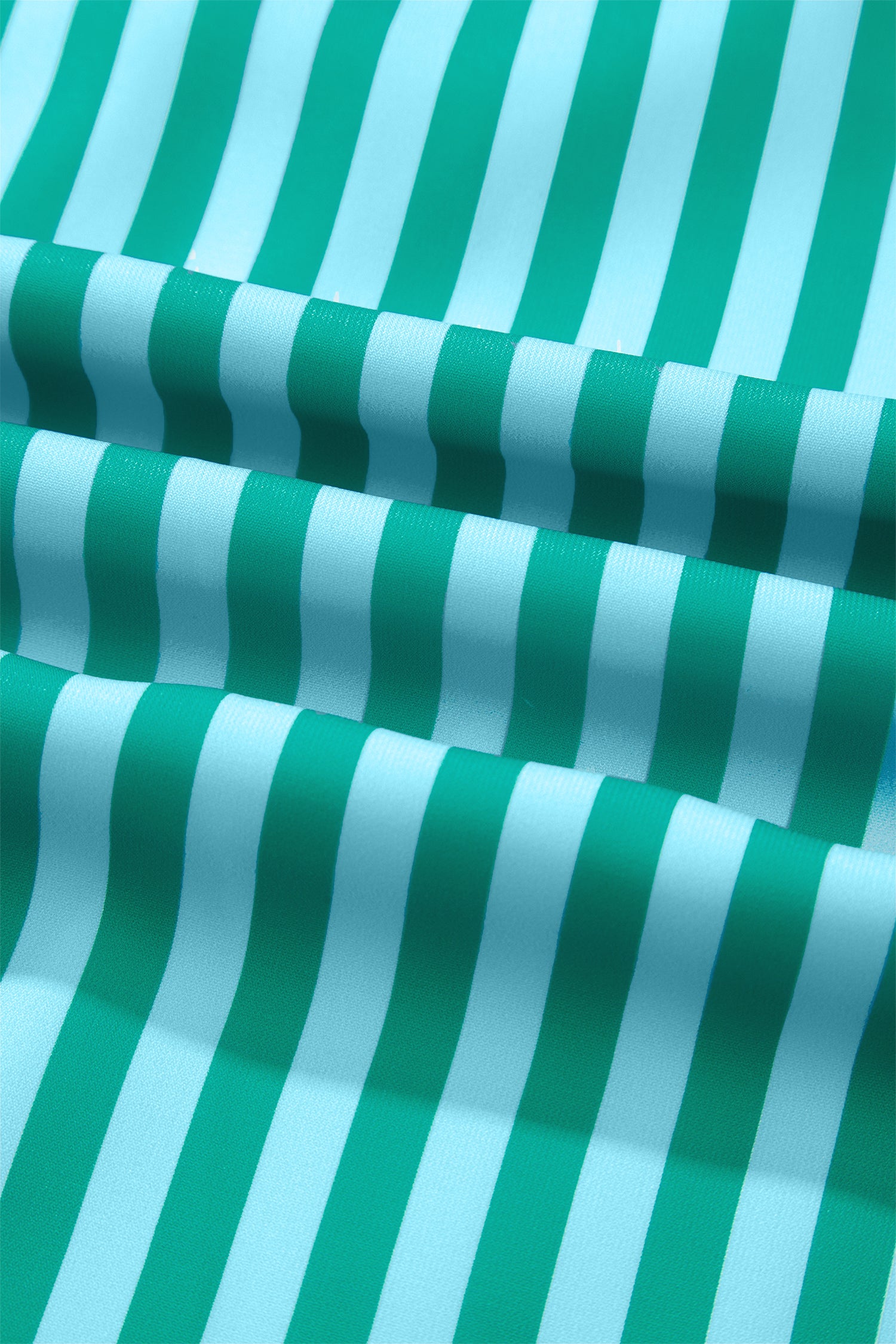 Green Stripe Scalloped Contrast Patchwork Knot Strap Midi Dress 🇺🇸