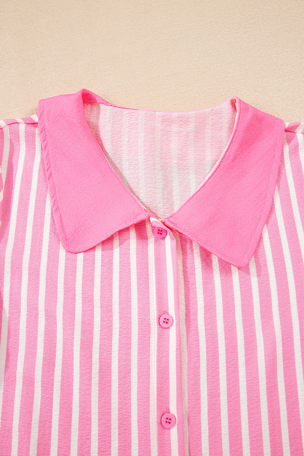 Pink Stripe Buttoned Front Long Sleeve Top and Pants 2 Piece Sleepwear 🇺🇸