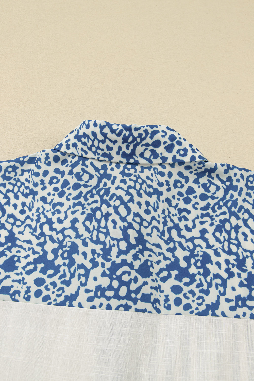 Sky Blue Leopard Striped Patchwork Casual Plus Shirt 🇺🇸