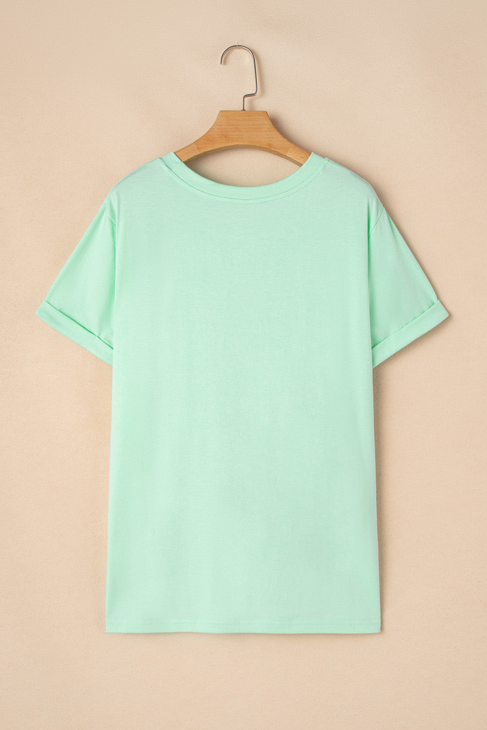 Iceland Blue Round Neck Rolled Sleeve Plus Size T-shirt 🇨🇳