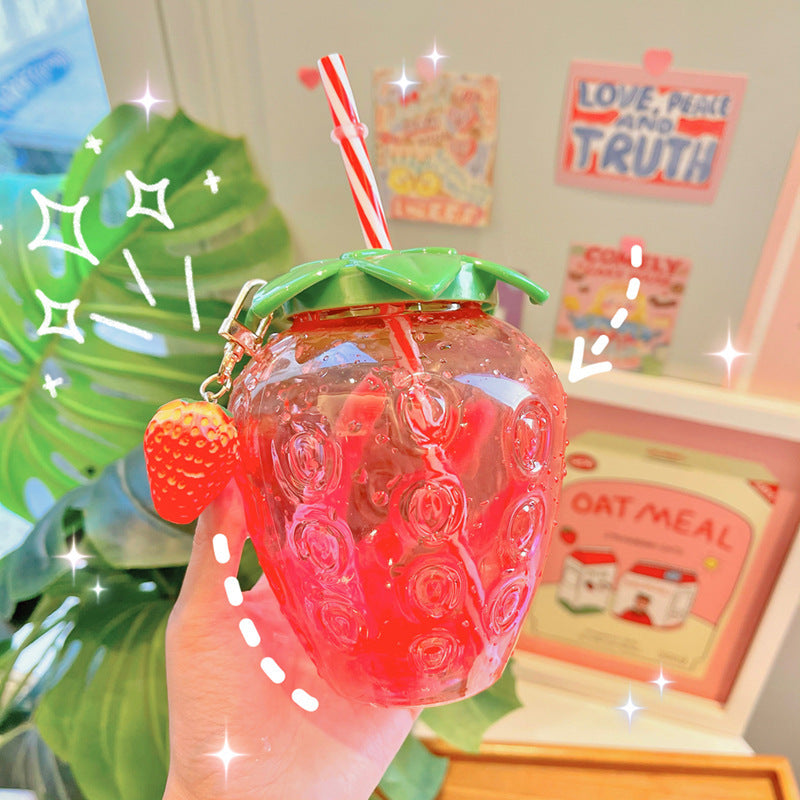 500ml Kawaii Strawberry Water Bottle Cute Straw Water Bottle 🇨🇳