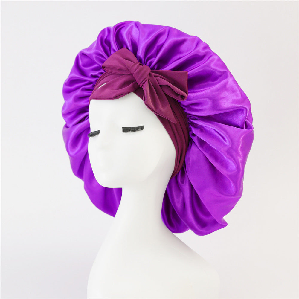 New Silk Bonnet For Sleeping Women Satin Bonnet Hair Bonnet Night Sleep Cap Scarf Wrap For Curly Hair With Tie Band For Curly Hair 🇨🇳