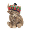Lesser & Pavey Happy Highland, Highland Cow Tartan Hat Figurines 🇬🇧