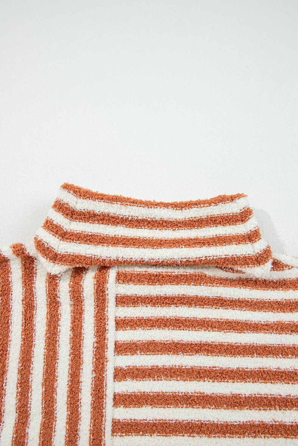 Orange Stripe Cowl Neck Drop Shoulder Sweater 🇺🇸