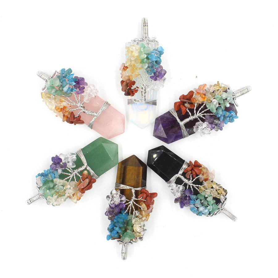 Crystal Column Tree Of Life Winding Pendant Necklace 🇨🇳