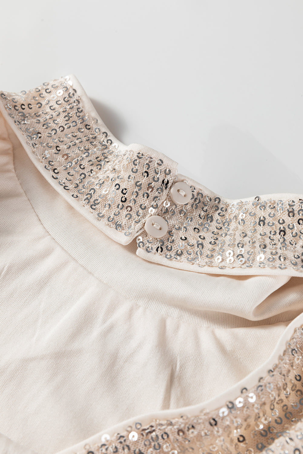 Jet Stream Sequin Mock Neck Drape Open Back Bell Sleeve Top 🇺🇸