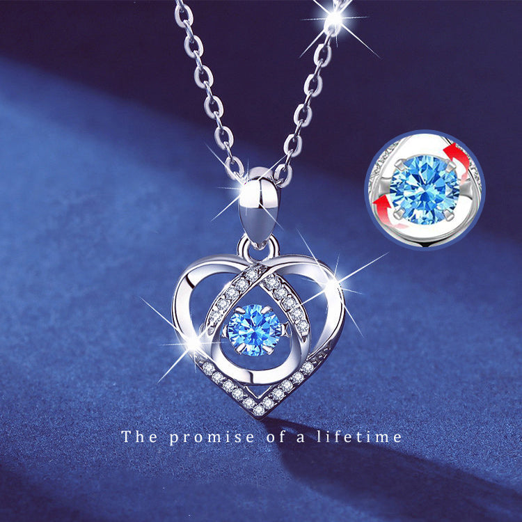 S925 Beating Heart shaped Necklace Women Luxury Love Rhinestones Necklace Jewelry Gift 🇨🇳