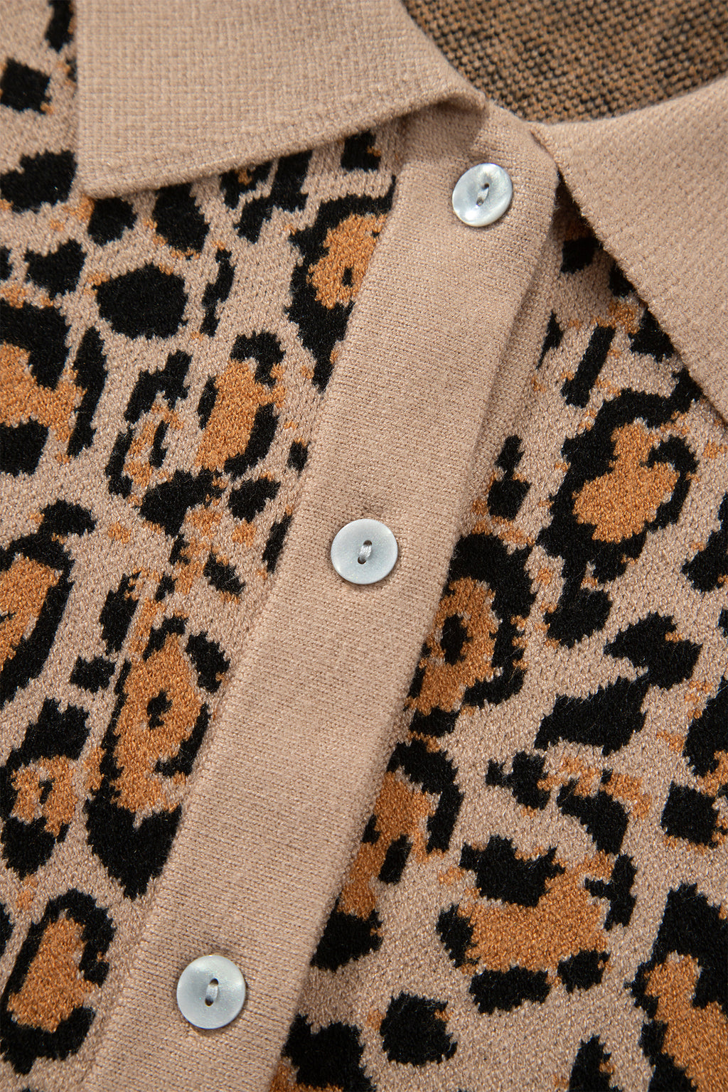 Brown Leopard Print Button-Up Cardigan Long Sleeve Cardigans 🇺🇸