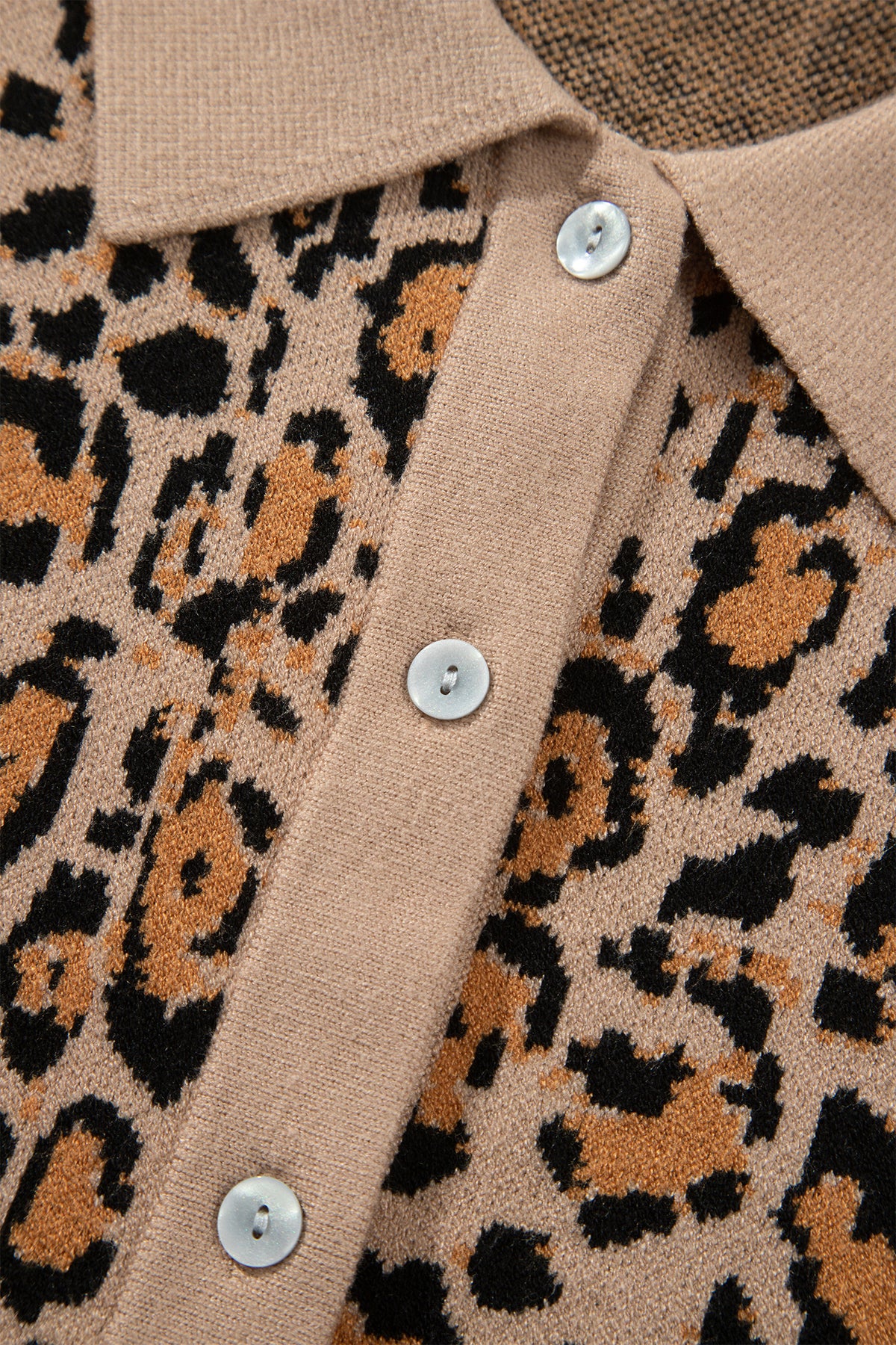 Brown Leopard Print Button-Up Cardigan Long Sleeve Cardigans 🇺🇸