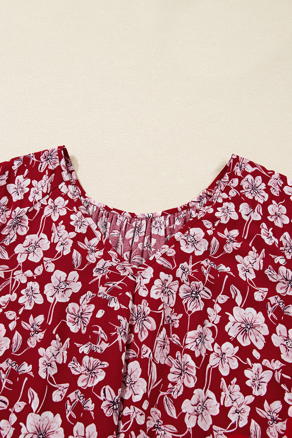 Purple Plus Floral Balloon Sleeve V Neck Relaxed Dress 🇺🇸