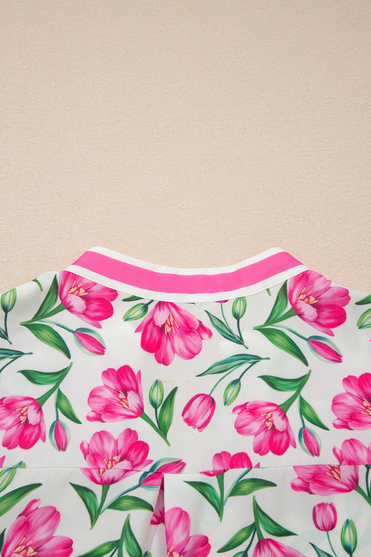 Multicolour Sweet Floral Print Striped Color Block Trim Short Dress 🇺🇸