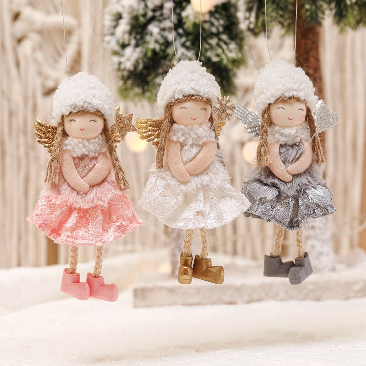 Christmas Lace Angel Doll Christmas Tree Small Pendant Lift Snowflake Girl Christmas Show Window Decorations Accessories 🇨🇳