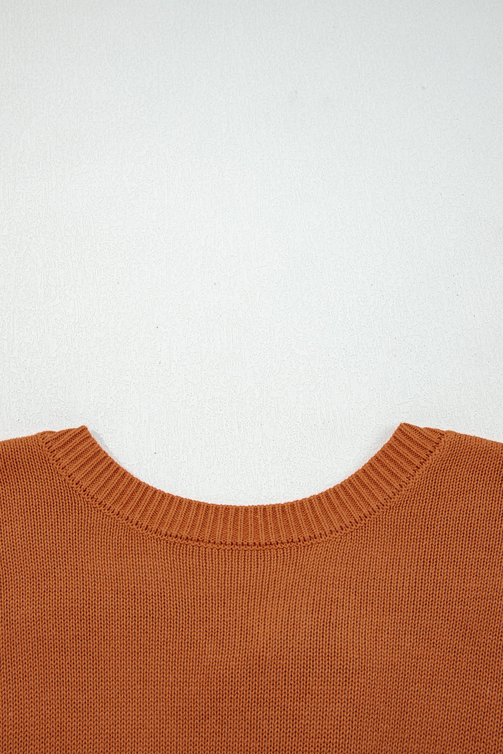 Gold Flame Solid Color Ribbed Trim Drop Shoulder Sweater 🇺🇸