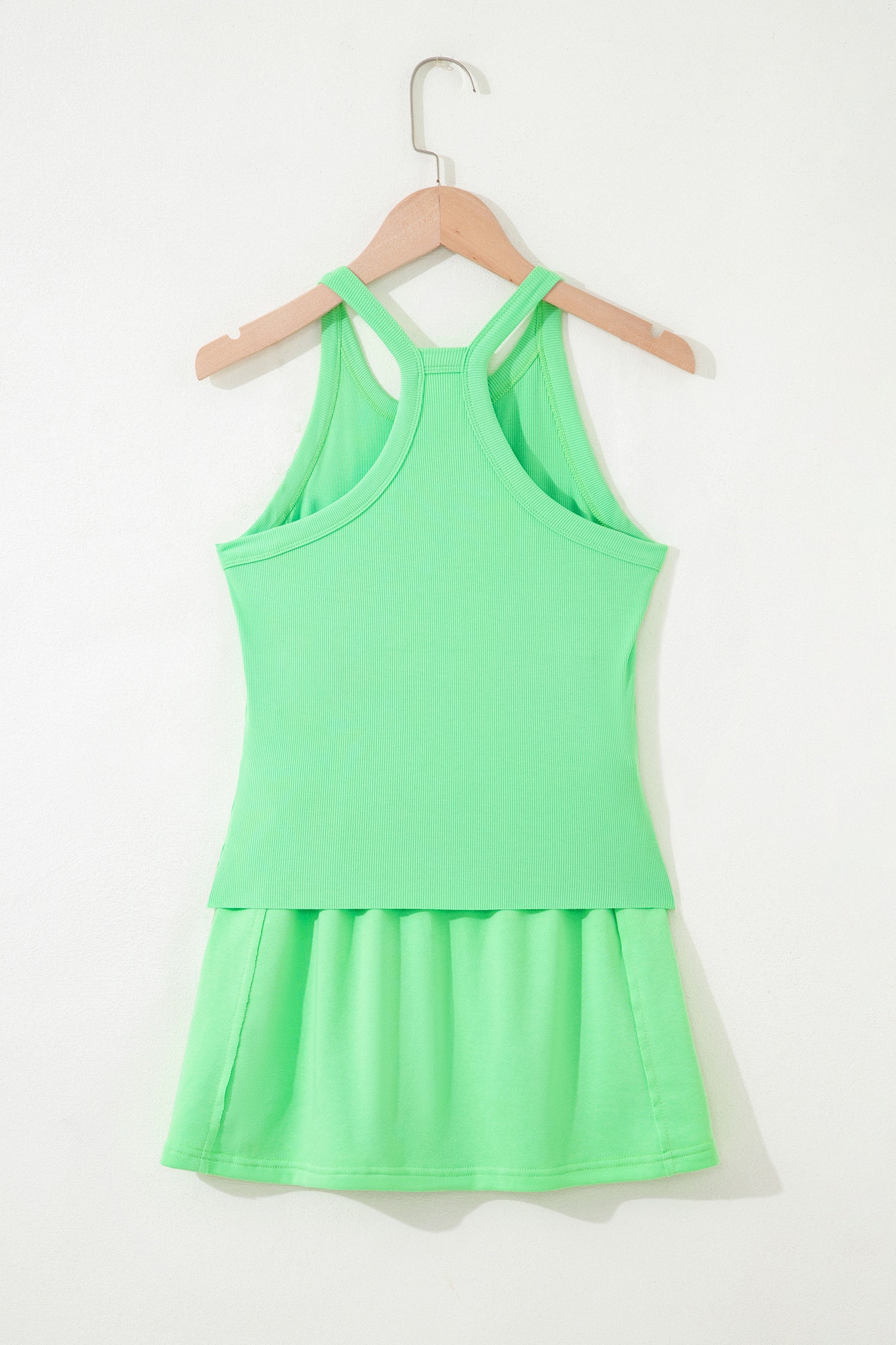 Green Slim Tank Top Elastic Waist Mini Skort 2pcs Outfit 🇺🇸