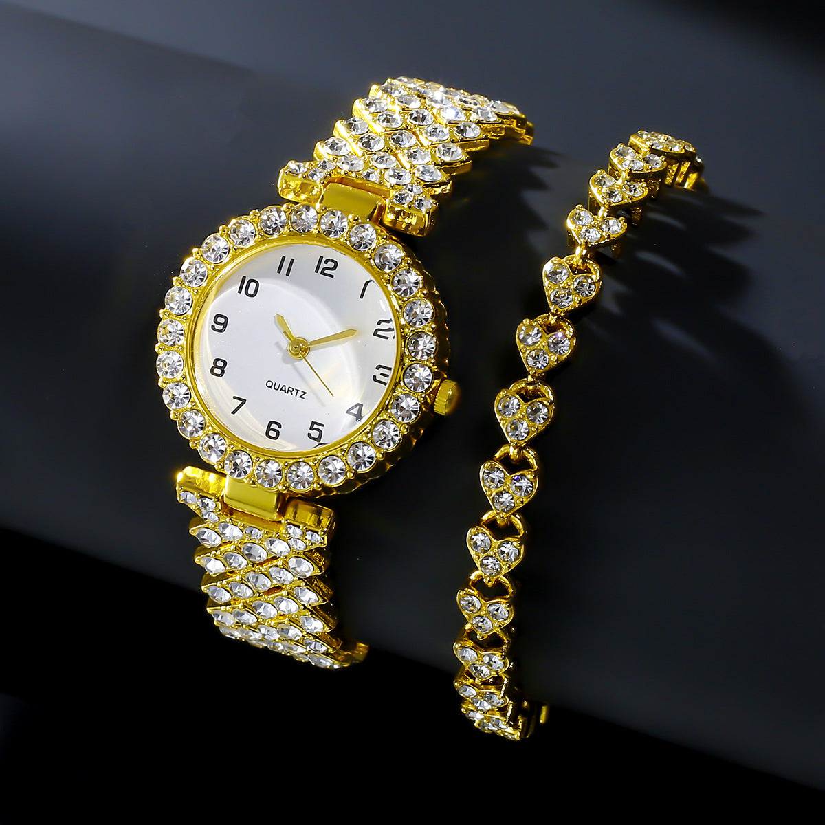 Fashion Jewelry 2pcs Luxury Fashion Women Watch Set Silver Strap Ladies Quartz Wristwatch Alloy Bracelet For Ladies Jewelry Set Clock Gift 🇨🇳