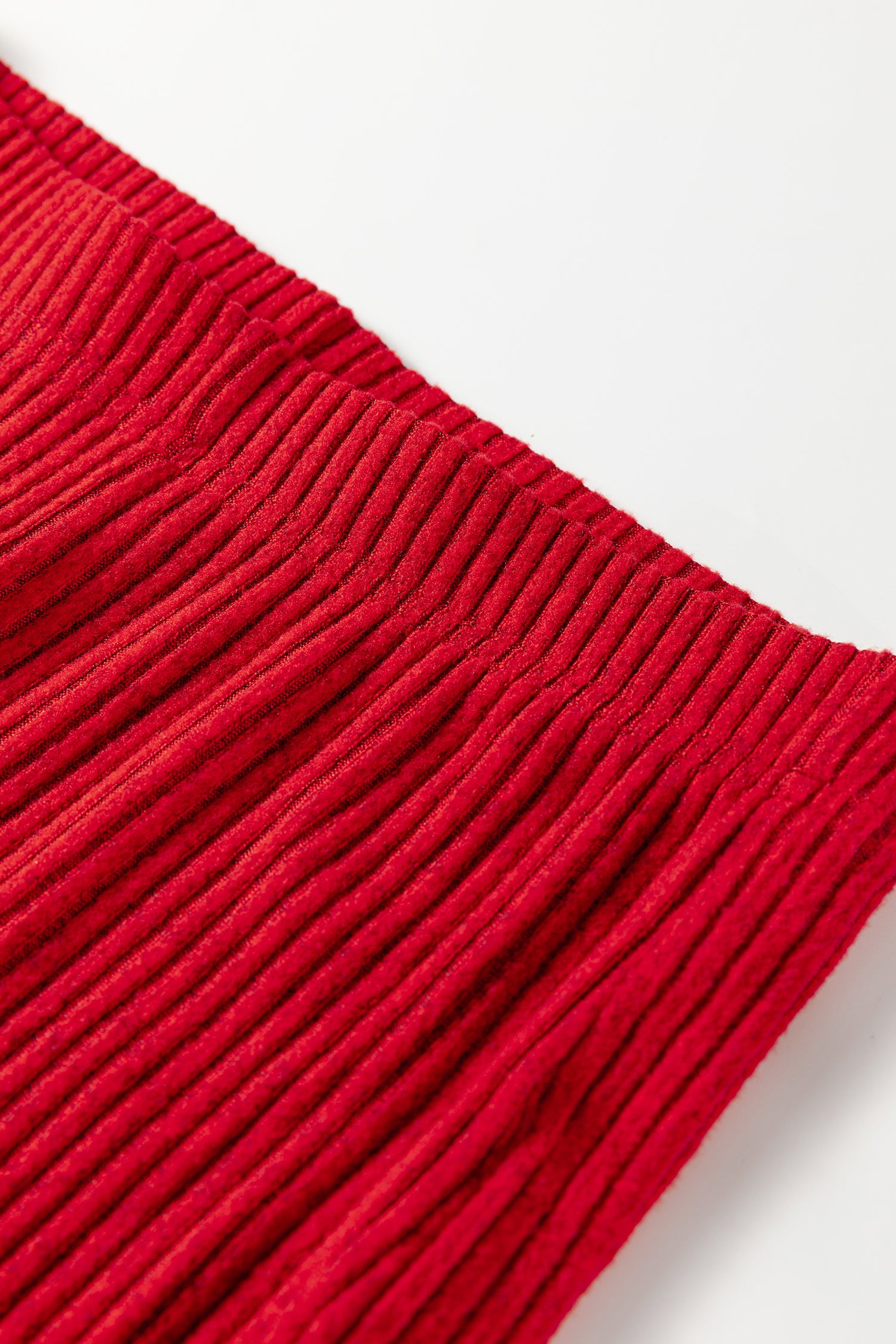 Racing Red Ribbed Notched Neck Knit Long Sleeve Leggings Two Pieces Lounge Set 🇺🇸