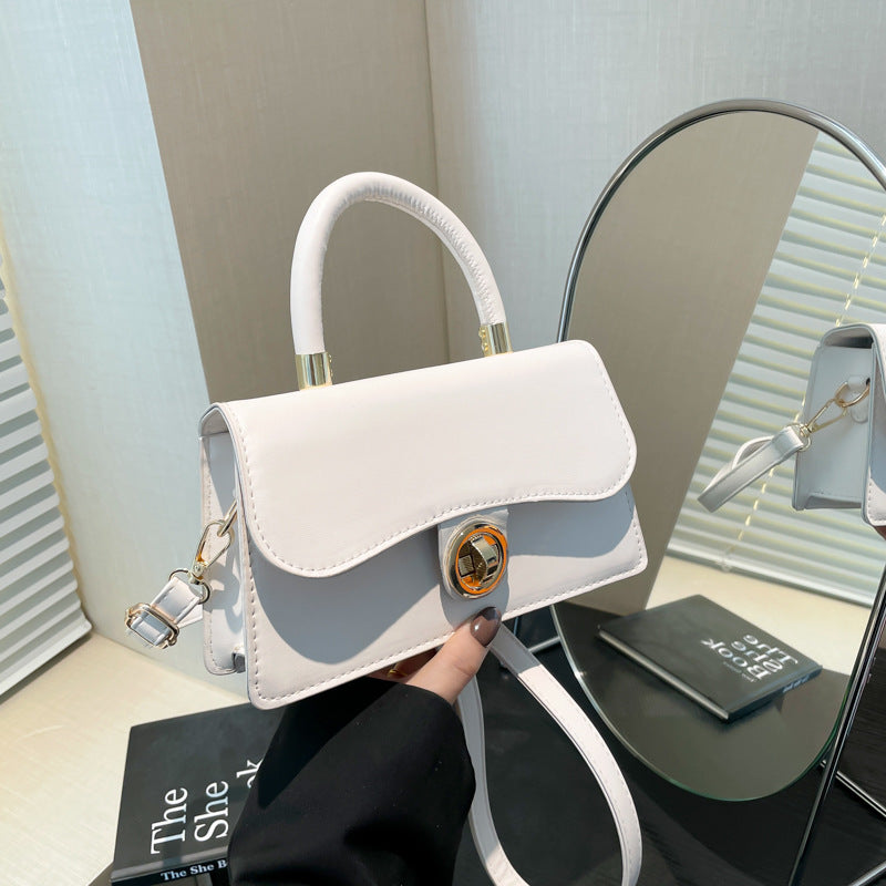 Spring Womens Commuter Light-Luxury Solid-Colored Crossbody Bag With Lock Closure 🇨🇳