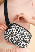 White Cheetah Print Multi Interlayer Zipped Crossbody Bag 🇨🇳