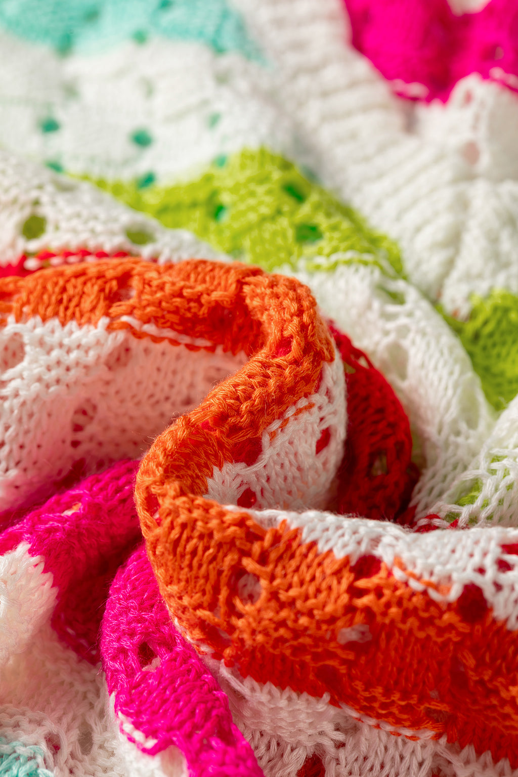 Multicolour Striped Eyelet Knit V Neck Sweater Team 🇺🇸