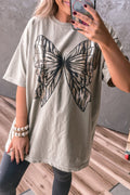 Casual Oversize Big Bow Printed Drop Shoulder Tunic Casual Tee 🇺🇲