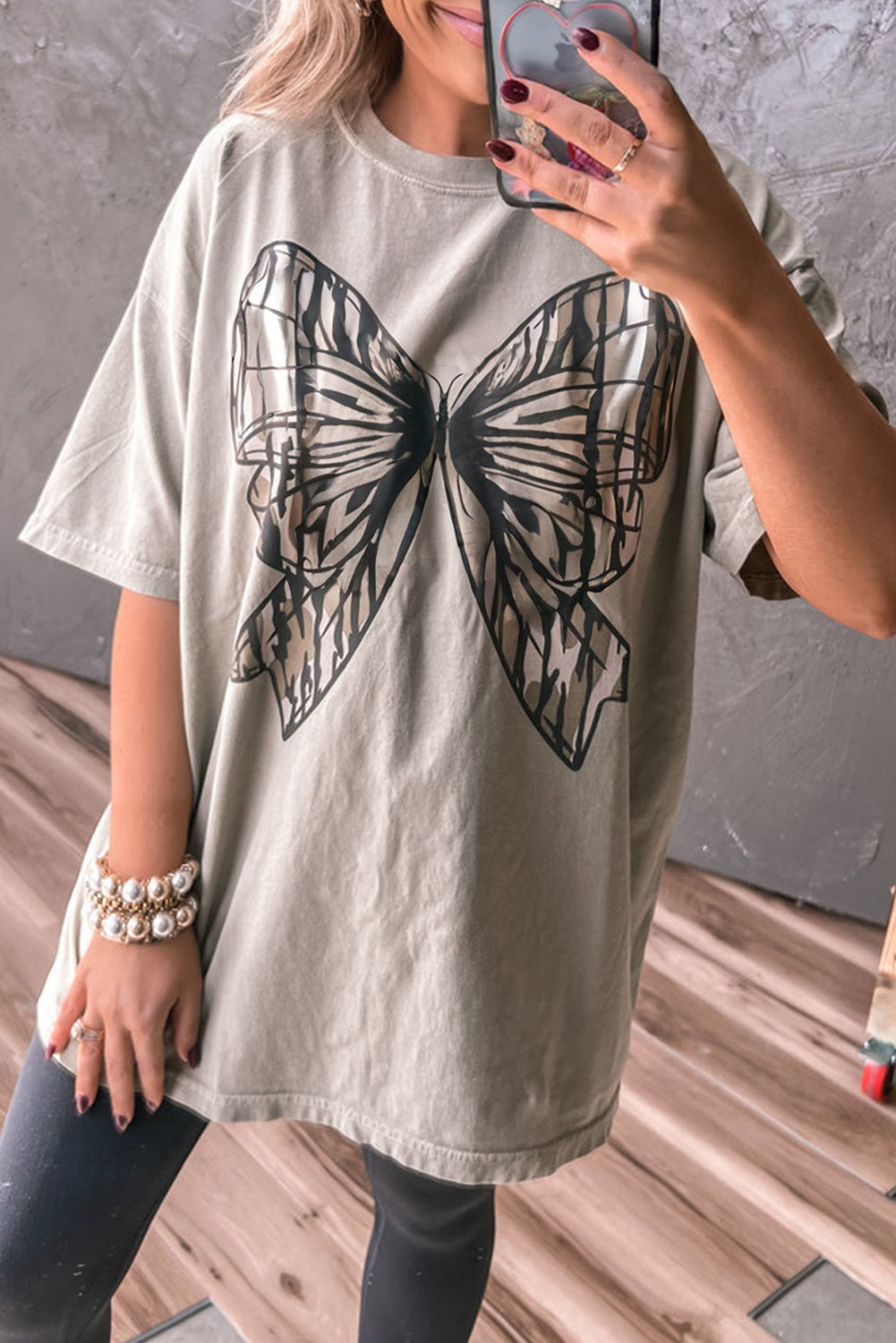 Casual Oversize Big Bow Printed Drop Shoulder Tunic Casual Tee 🇺🇲