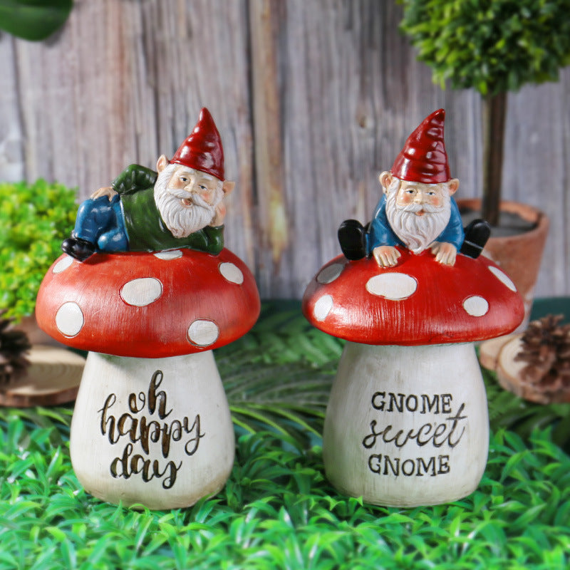 Garden Sitting Mushroom Decoration Garden Courtyard Elf Sculpture Landscape Decorations 🇨🇳