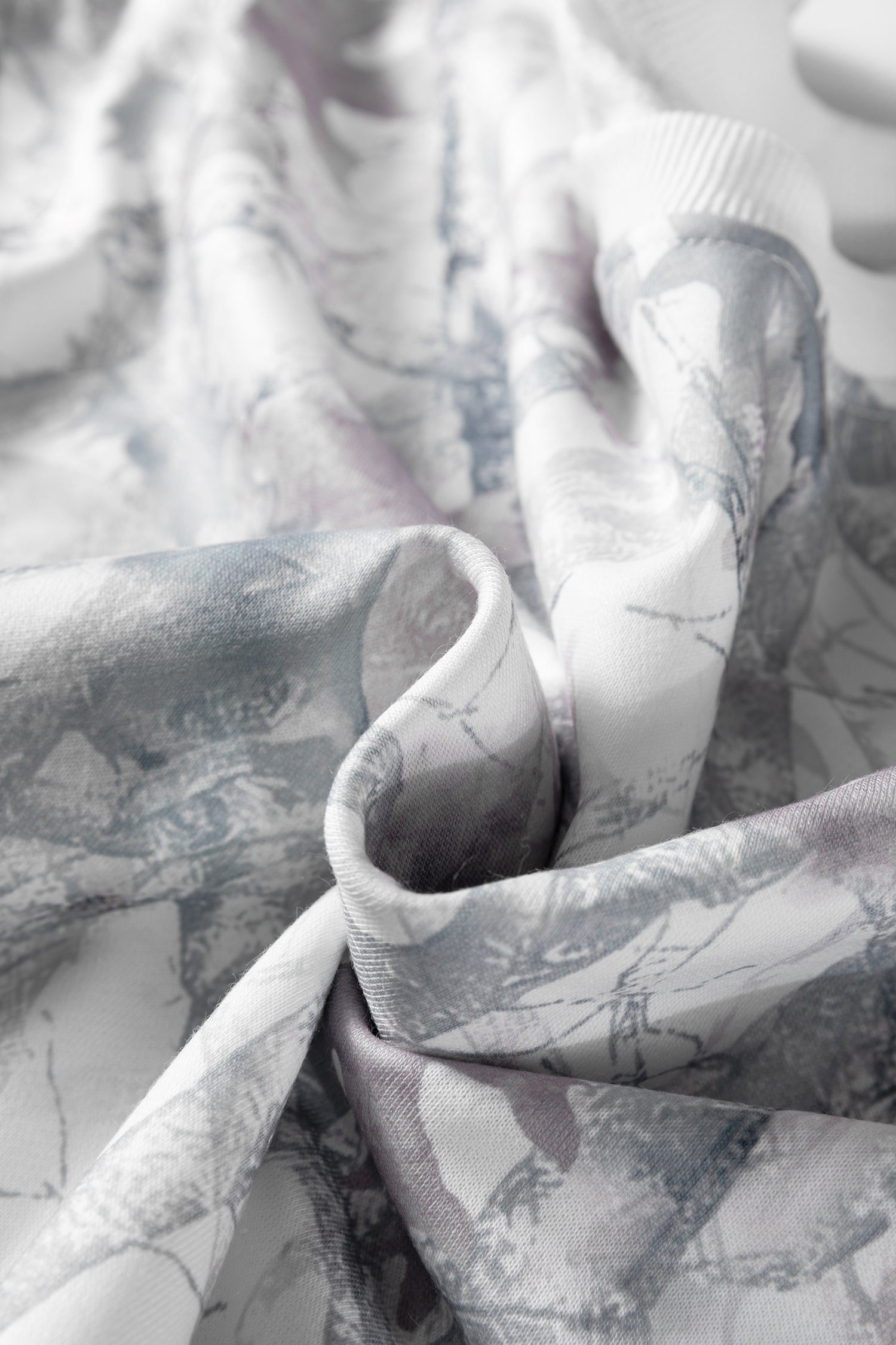 Light Grey Abstract Woodland Camo Print Baggy Pullover Drawstring Shorts Set 🇺🇸