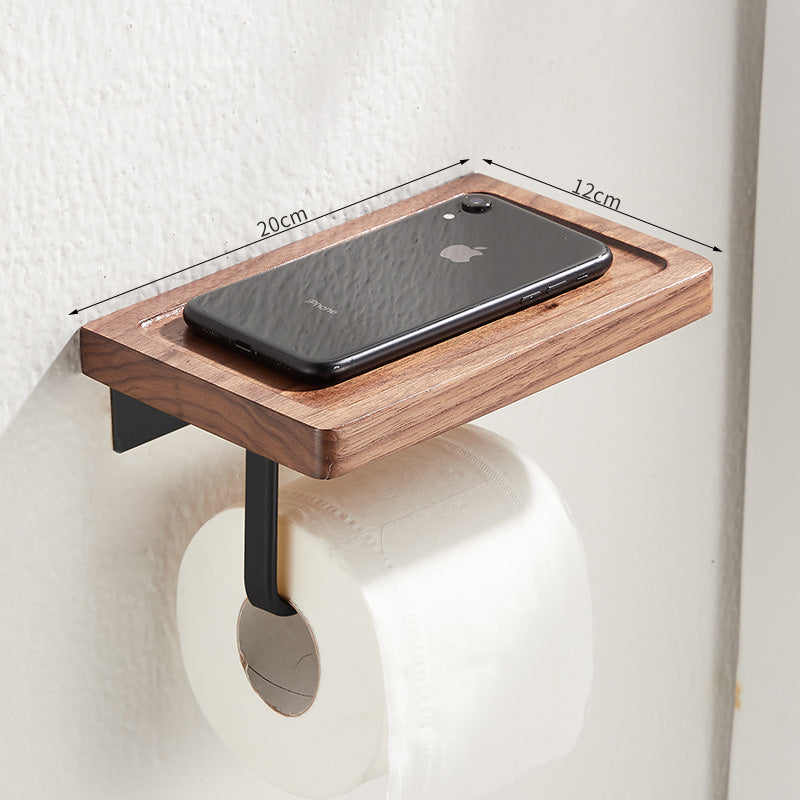 Toilet Paper Towel Holder Wall Mounted Black Walnut Toilet Roll Holder 🇨🇳