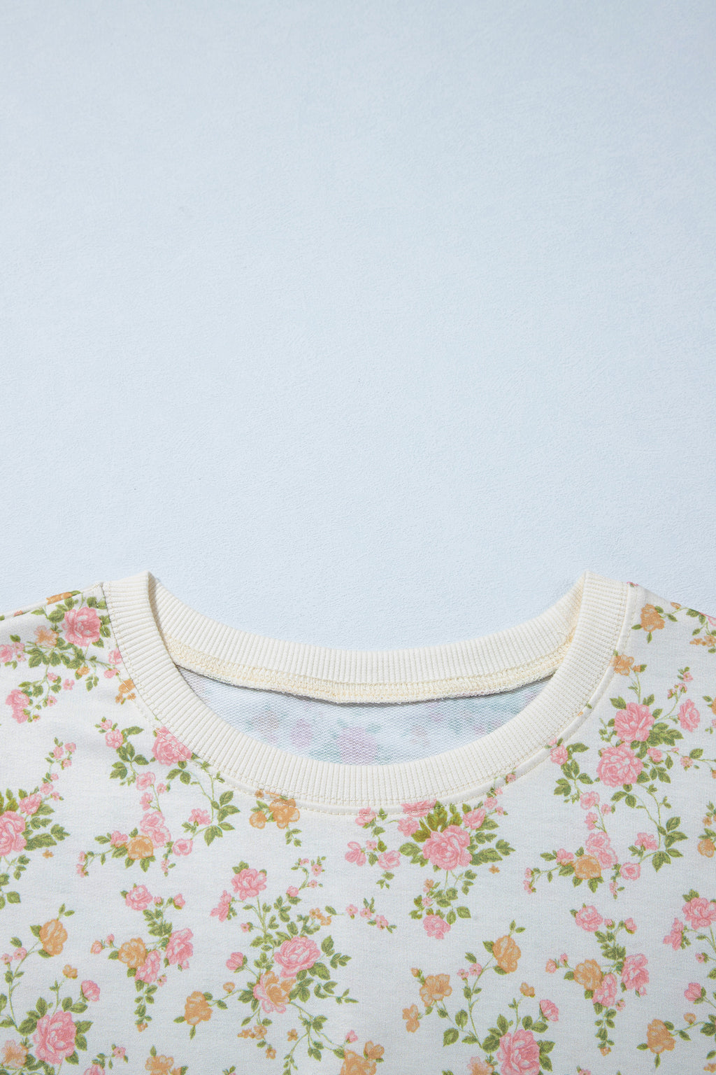 Beige Floral Print Long Sleeve Shift Top Pocketed Shorts 2pcs Set 🇺🇸
