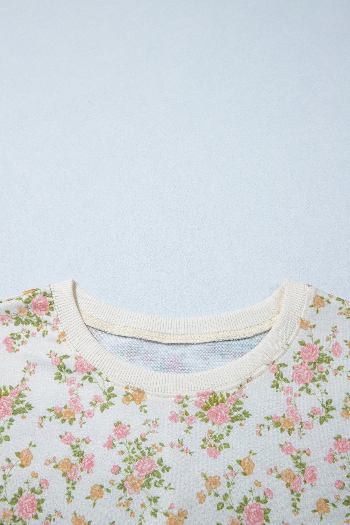 Beige Floral Print Long Sleeve Shift Top Pocketed Shorts 2pcs Set 🇺🇸