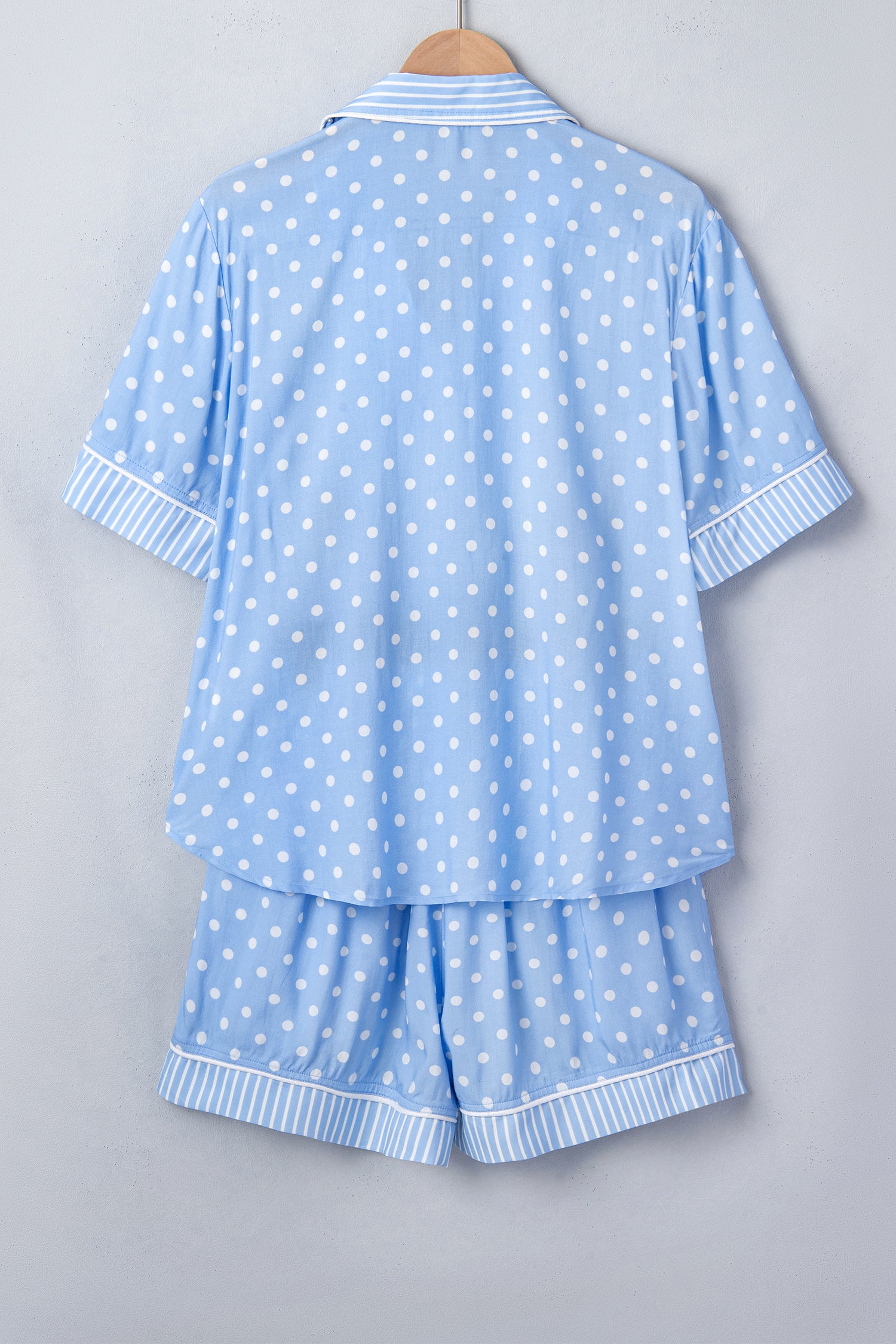 Sky Blue Dotted Print Soft Short Pajama Set 🇺🇸