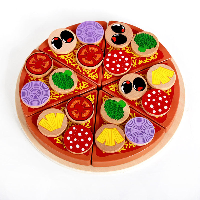 Wooden children's kitchen play house toys puzzle mushrooms pizza toys 🇨🇳