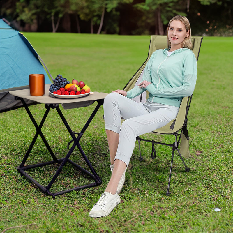 Folding camping chair with headrest. Lightweight, aluminum alloy, for travel and fishing. 🇨🇳