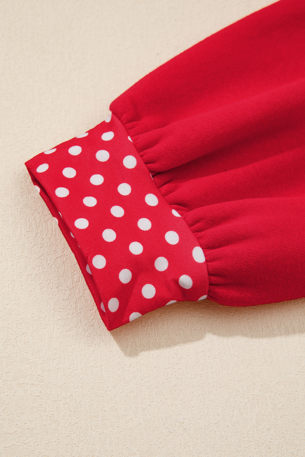 Red Polka Dot Patchwork Round Neck Plus Size Sweatshirt 🇺🇸