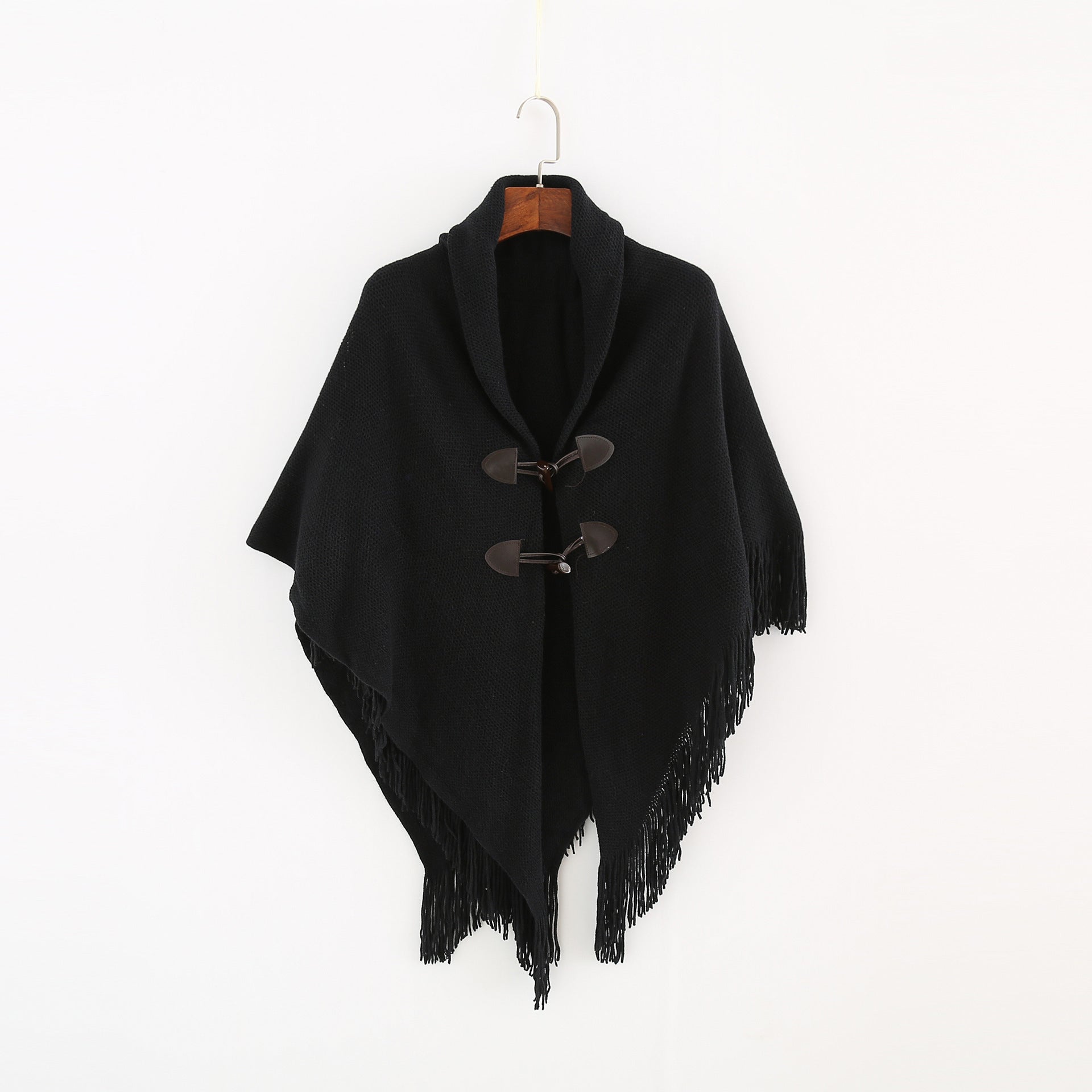 Winter Loose Kimono Cardigan Women Long Sleeveless Hat Poncho Solid Color Magic Shawl Knitted Sweater 🇨🇳